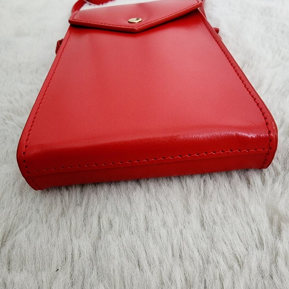 NWT J.Crew Gracie Red Leather Phone Crossbody Bag Mini Envelope Clutch Handbag - Picture 8 of 10